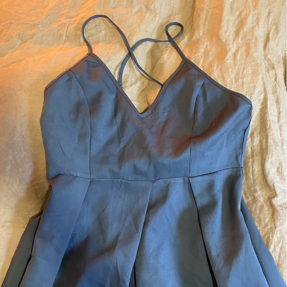 Gray Cross-Back Dress with Pockets L 12-14